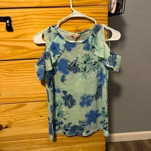 Juicy couture blue and white floral cold shoulder top